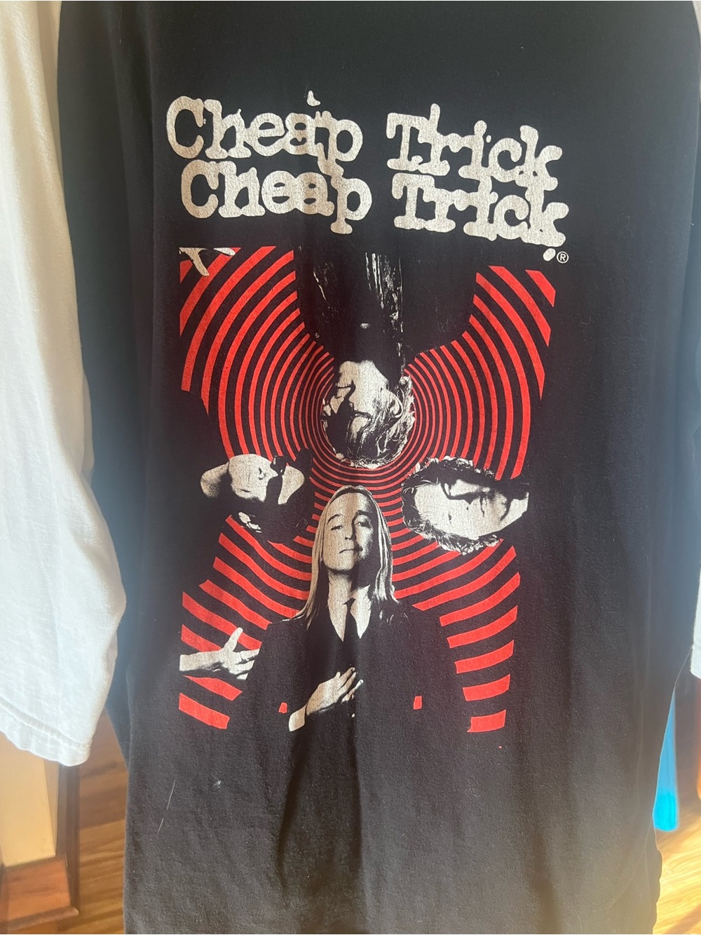 Tultex Black White Red Cheap Trick Graphic Baseball Tee